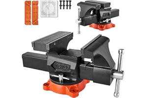 VEVOR Bench Vise, 8" Jaw Width, 8" Max Jaw Opening Multipurpose Vise with 360° Swivel Locking Base, 3.7" Throat Depth, Heavy 