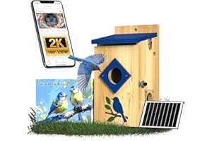 BirdoorKam Smart Bird House with Camera Solar Powered,Isolated Camera Bay & Bird-Safe Varnish, 2K HD Pinewood Birdhouse with Camera Inside,Smart Bird Nest Box,Auto Detection,Gift for Bird Lovers