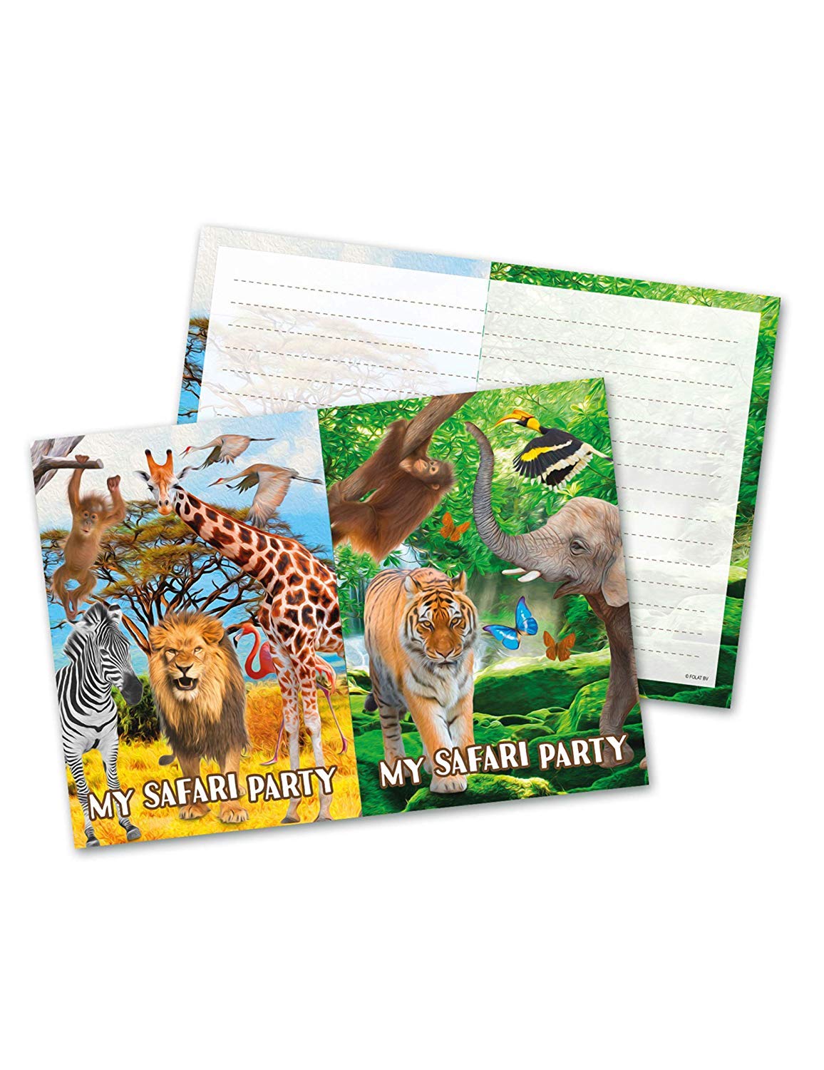 Folat Invitation cards, safari party, 8 pieces