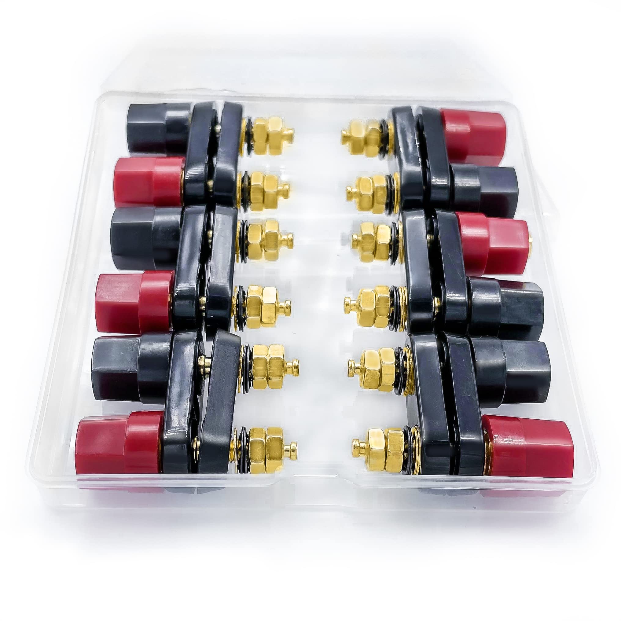 Lewttyer 4mm 2 Way Copper Connectors for Speaker Amplifier, Gold Isolated Video Connection Terminals (6 Pack)