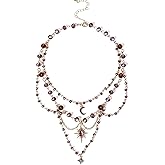 MOSTORY Renaissance Crystal Fairy Necklace - Fantasy Renfaire Necklace for Woodland Fairy Jewelry Women Cosplay