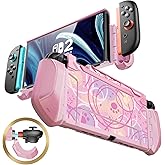 Mumba Dockable Case for Nintendo Switch 2 [2025 Blade Series] TPU Switch 2 Grip Protective Cover, Ergonomic Accessories for Console with Quick-Release Design for Switch 2 Joy Con Controllers (Pink)