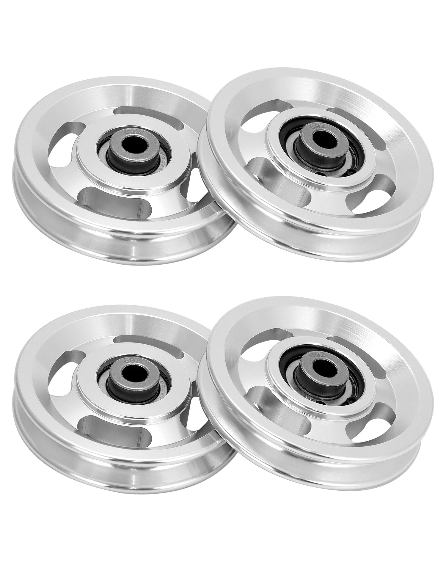QWORK® 95mm Heary Duty Gym Pulley Wheel, Universal Bearing Pulley Wheel, aluminum alloy, bear 300kg, 4Pcs