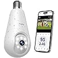 Hugolog 2K 3MP Light Bulb Security Camera 5G& 2.4GHz WiFi, 360° Wireless Outdoor Indoor Camera for Home, Motion Detection, Two-Way Talk, Color Night Vision, Siren Alarm, Compatible with Alexa
