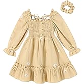 Happy Town Toddler Girl Dress Long Sleeve Linen Vintage Baby Fall Winter Outfits Clothes