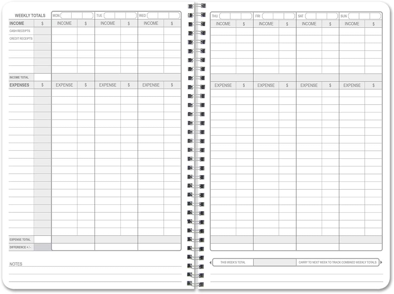 BookFactory Income & Expense Journal/Accounting Ledger Book/Bookkeeping Income and Expenses Tracking Ledger Log Book/LogBook 108 Pages - 8.5" x 11" Wire-O (LOG-108-7CW-PP-(IncomeExpense)-BX) : Office Products