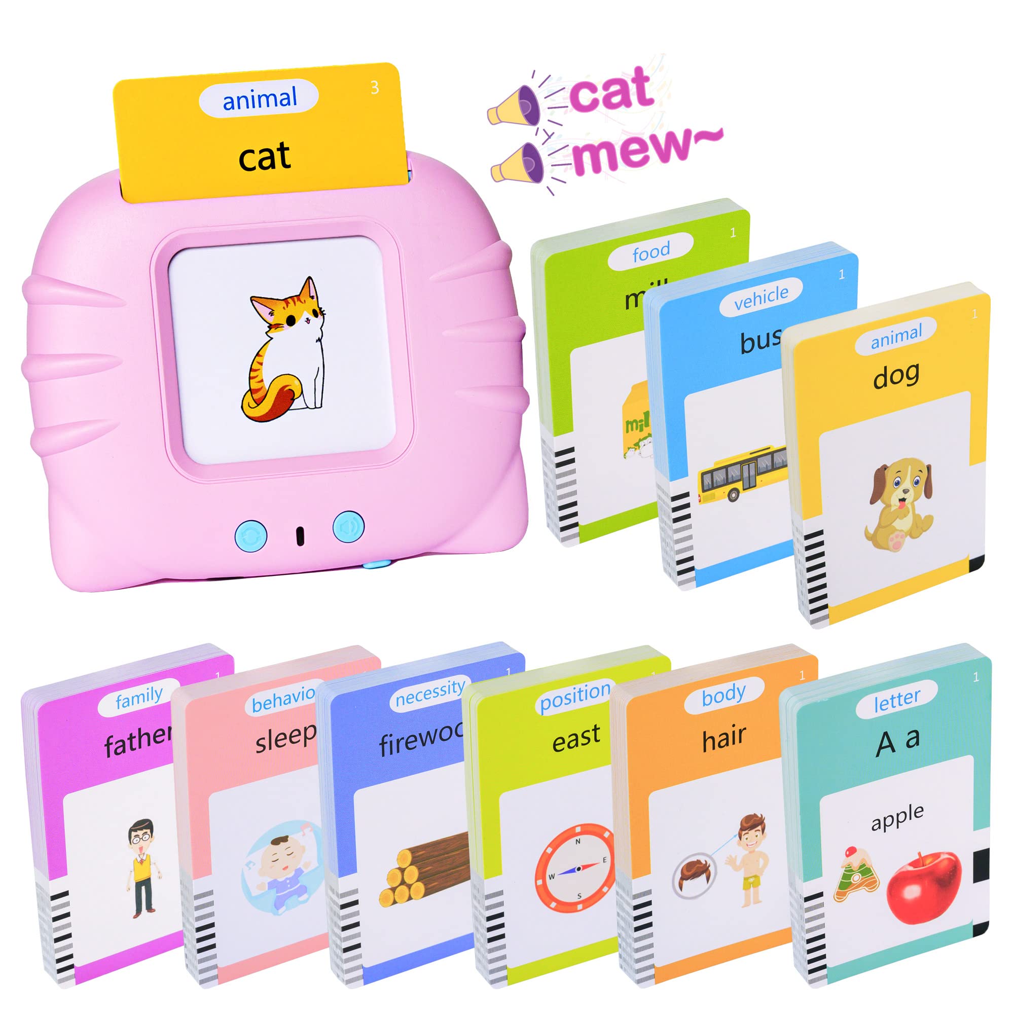 Talking Flash Cards Early Educational Toys for 3 4 5 6 Year Old Baby Boys Girls, Preschool Learning Reading Machine with 224/510 Words, Montessori Interactive Gift for Kids Toddlers