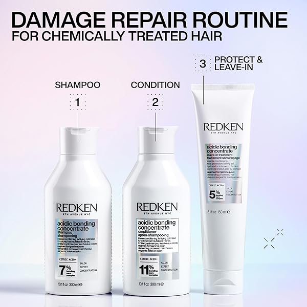 REDKEN BONDING SHAMPOO FOR DAMAGED HAIR REPAIR | STRENGTHENS AND REPAIRS WEAK AND BRITTLE HAIR | ACIDIC BONDING CONCENTRATE | SAFE FOR COLOR-TREATED HAIR | FOR ALL HAIR TYPES