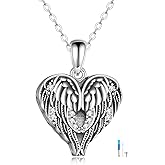YFN Wings Urn Necklaces for Ashes 925 Sterling Silver Guardian Angel Wings Urn Necklaces Heart Cremation Memory Jewelry for Women Men