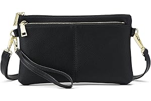 ZOOEASS Triple Zip Small Crossbody Bag Lightweight Purses Vegan Leather Wristlet Clutch, Includes Adjustable Shoulder