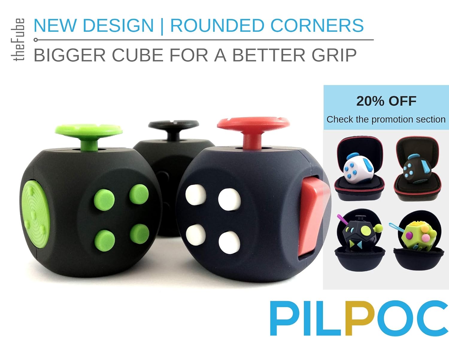 Premium Quality Fidget Cube Ball With Exclusive Protective Case Black Pink Pilpoc Thefube Fidget Cube Stress Relief Toy Fidget Blocks Com Toys Games