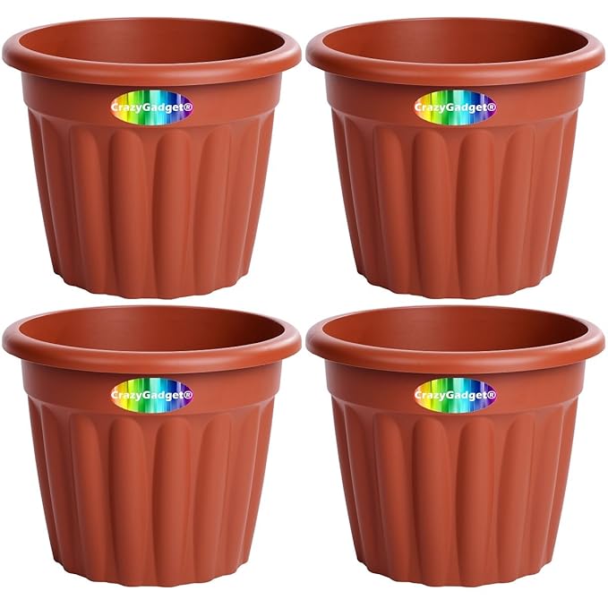 4 x CrazyGadget® Large Planter Round Plastic Garden Flower Plant Herb
