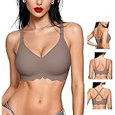 Vertvie Womens Wireless Jelly Bra Push Up No Underwire Full Support Removable Straps (Halter/U/Cross) Seamless T-Shirt Bras