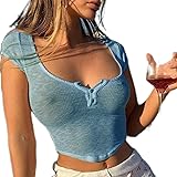 Women's Sexy See-Through T-Shirt Tops Y2k Short