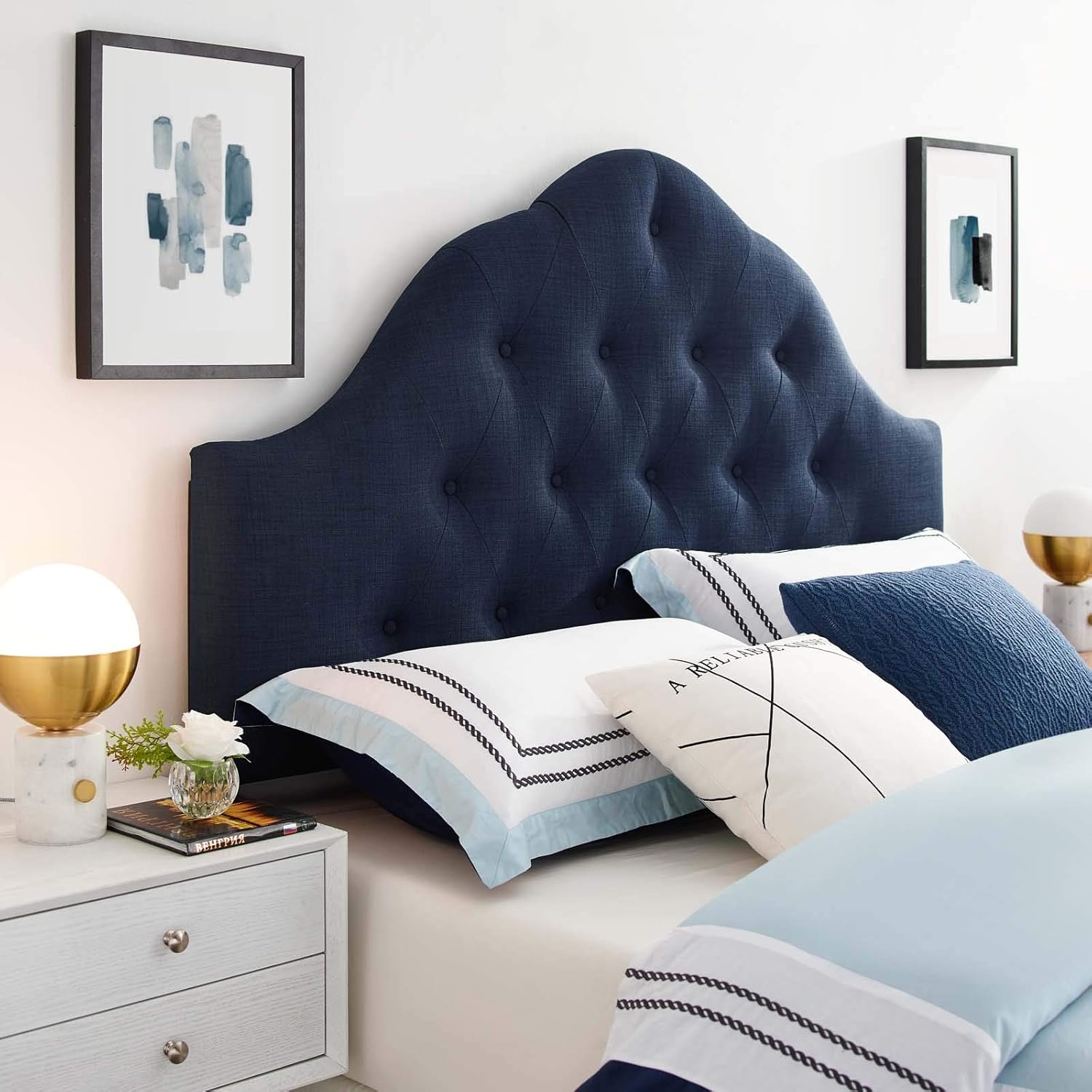 Best Blue Tufted Queen Headboard
