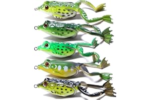 LURESMEOW Frog Lure, Topwater Fishing Lures, Frog Lures for Bass Fishing, Top Water Frog Soft Swimbaits with Weedless Fishing Lures for Bass Trout Pike Snakehead,5pcs with Box