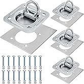 Covzoe 4 Pack Recessed D-Ring Tie Down Anchor Kit, 6000 Lbs Capacity Heavy Duty Trailer Floor Tie Downs, High Strength Surface Mount Hooks for Deliveries Cargo Truck Flatbed Pickup