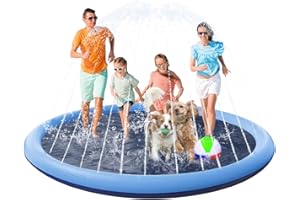 STUDESK Splash Pad,107" Ultra Large Anti-Slip Splash Pad for Kids Dogs, Thickened Water Sprinkler Play Mat Fun for Kids Toddler,Summer Outdoor Water Toys Baby Kiddie Dog Pool for Backyard