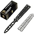 HQ MART Butterfly Knife Trainer Set with Pouches - Master Knife Tricks with Balisong Knife Trainer Stainless Steel Pack of 2 Training Butterfly Folding Knife