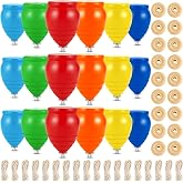 Liliful Traditional Wooden Spinning Tops, Set of 18 Trompos with Metal Tip | Rainbow Colors, Strong Stability, Classic Style, Durable Wood, Family Games Party Birthday Gift, Fun Party Game