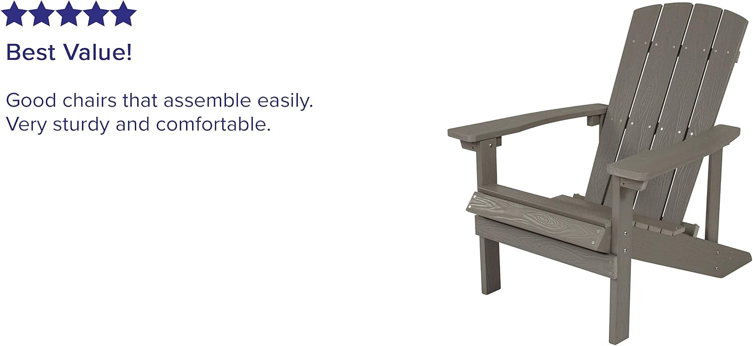 Flash Furniture Charlestown All-Weather Adirondack Chair in Light Gray Faux Wood: Furniture & Decor