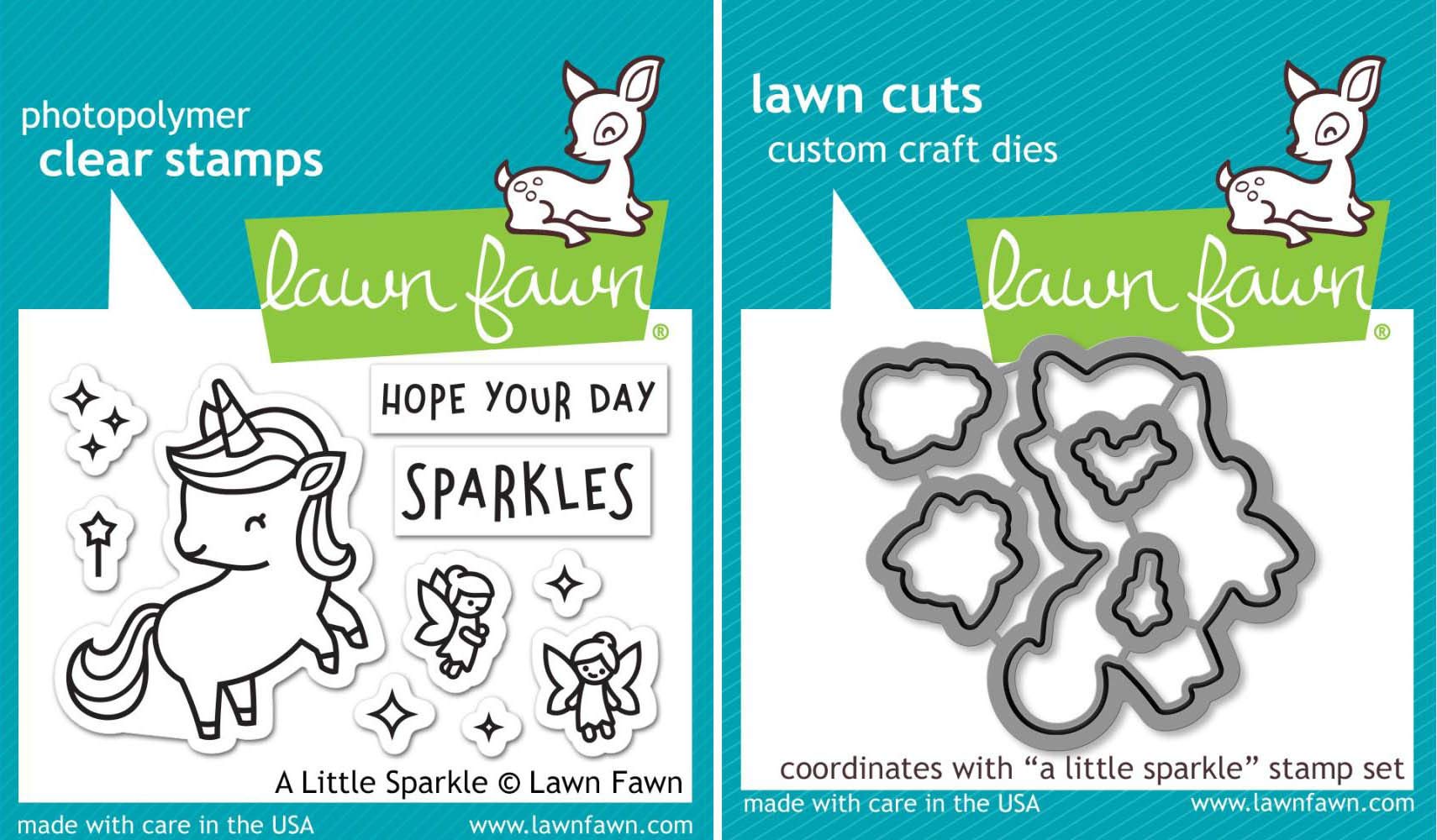 Lawn Fawn - A Little Sparkle - Unicorn Stamps Set and Dies Set - 2 Item Bundle