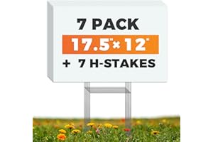 WENWELL 7 Pack 17x12 Inch Blank Yard Signs with H-Stakes, Double-Sided White Corrugated Plastic Board, Ready-to-Use Outdoor S