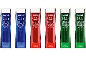 Uni NanoDia Color Mechanical Pencil Leads 0.5mm 3 Color Set, 6 Pack/total 120 Leads