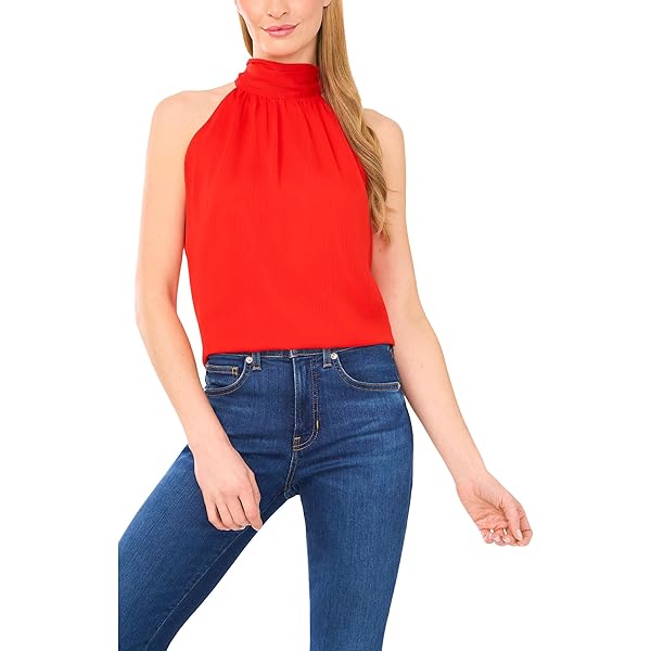 CeCe Womens Sleeveless Halter Top with Back Bow, Classic Navy