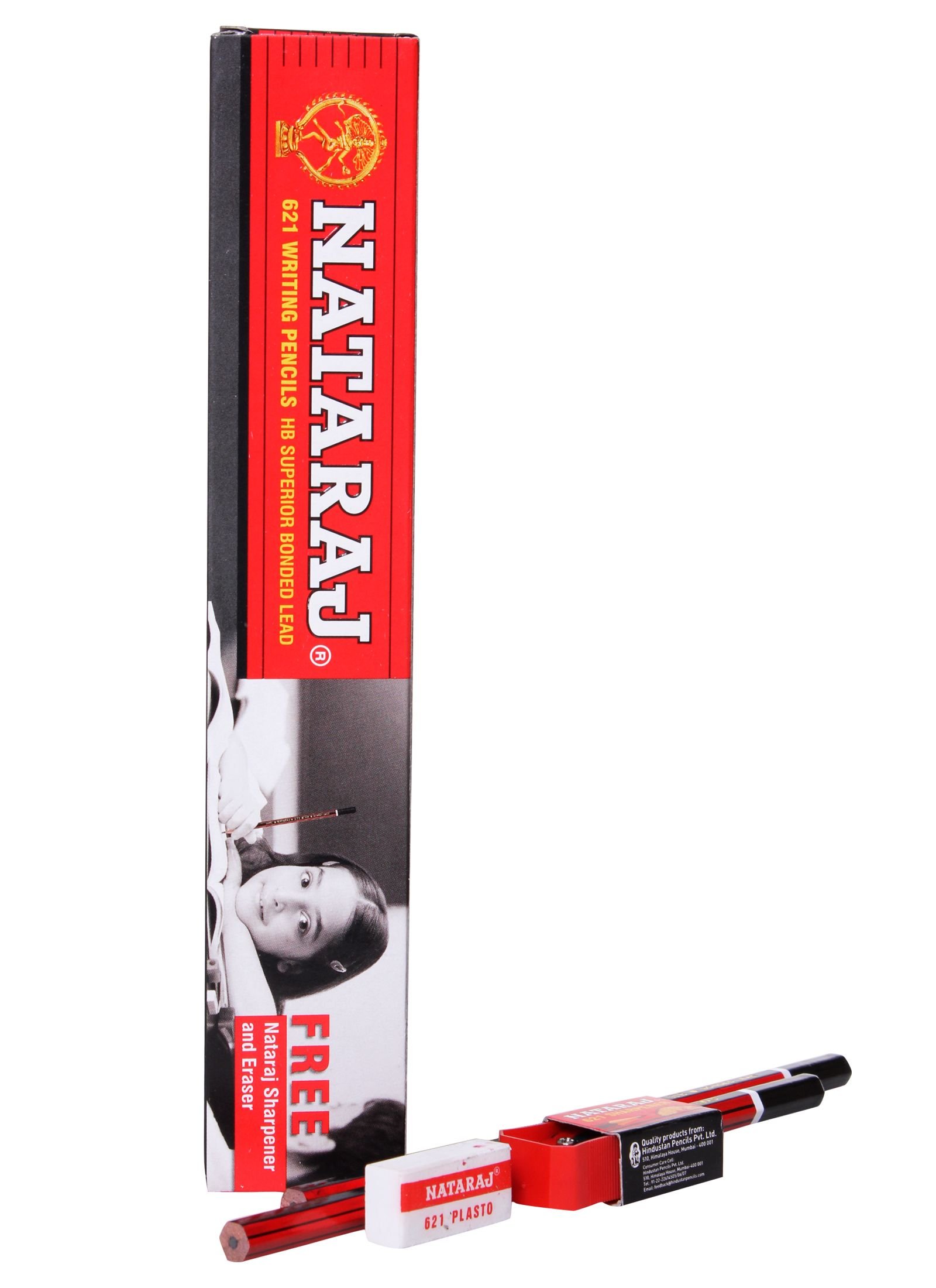 Nataraj Bold Dark Writing 10 Pencils Box With One Eraser Or Sharpener Free by Nataraj