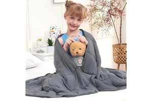 BETU Weighted Blanket Kids 7lbs, 40"x60", Twin Size Cooling Heavy Throw Blanket for 60-90lbs, Microfiber Soft Thick Big Blankets Weighted Comforter Breathable Gift for Sleeping, Grey