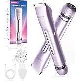 Bikini Trimmer for Women 2 in 1, Dual Head Womens Electric Shaver, Electric Razors for Pubic Hair, IPX7 Waterproof Rechargeable Facial Hair Removal for Shaving Underarm Leg Arm Body Face, Purple
