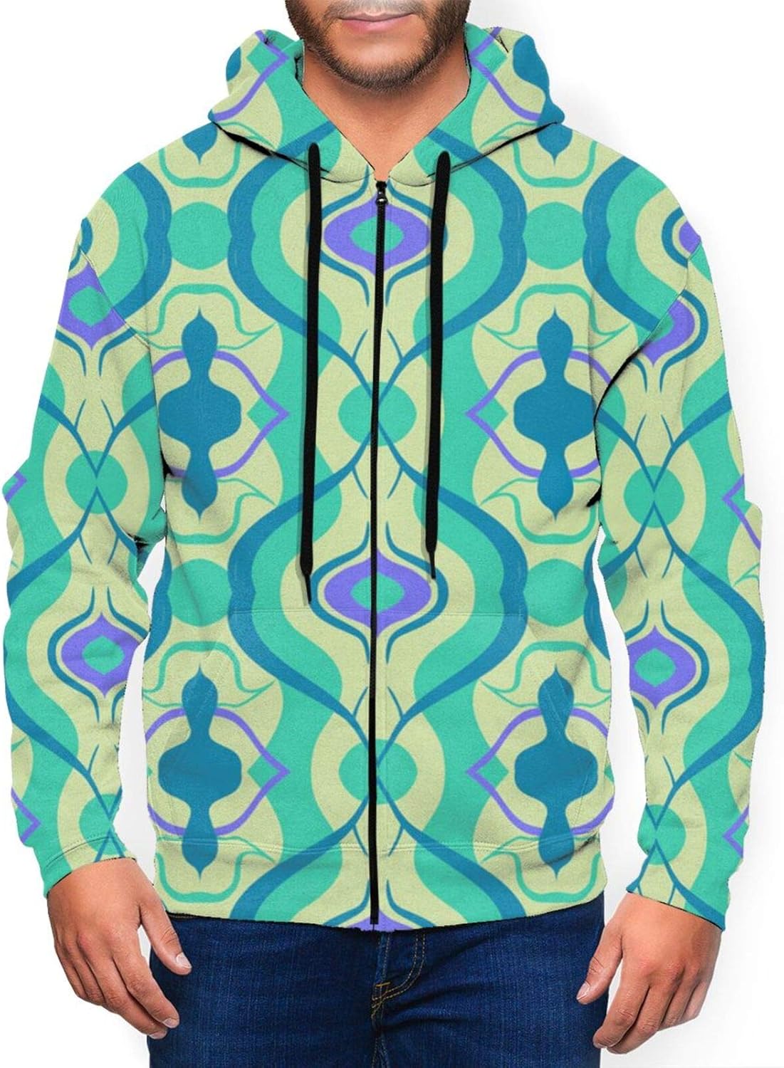 Men's Multicolor Abstract Icon Geometric Hoodie Ultra Soft & Breathable