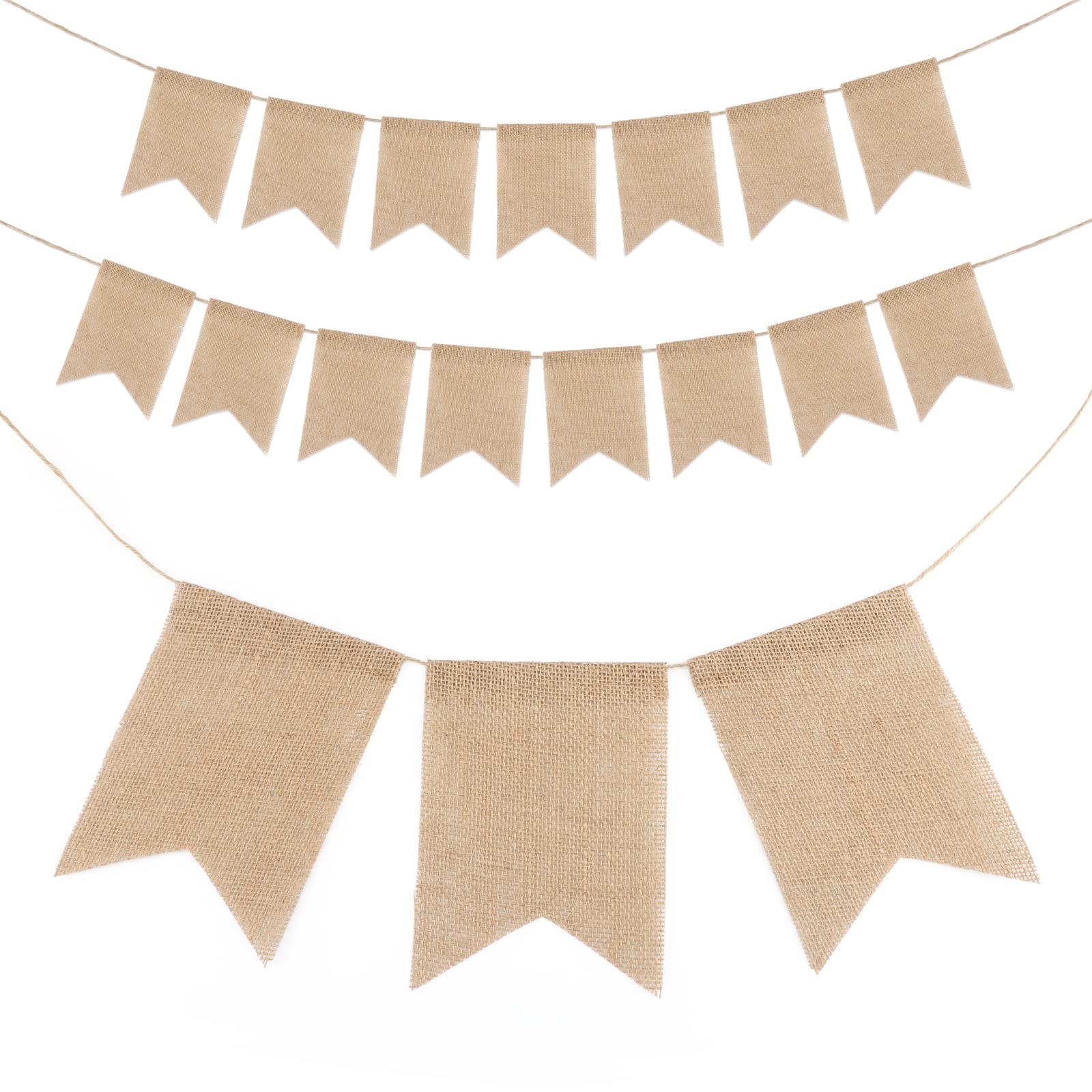 jijAcraft 3.5M Rustic Burlap Banner Bunting,Burlap Flags Hessian Banner 13X18CM Outdoor Linen Bunting for Wedding Favours,Baby Showers,Room or Garden Decorations(15PCS) — image 1