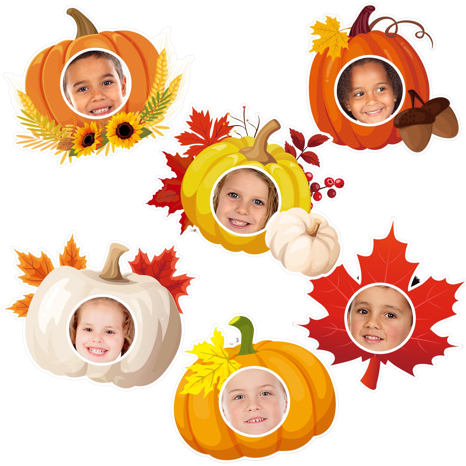Photo 1 of Ctosree 48 Pcs Fall Pumpkin Bulletin Board Photo Cutout Cute Pumpkin Shape Paper Cutouts Autumn Bulletin Board Ornament with 100 Pcs Glue Points for DIY Craft Photo Classroom Door Party Office