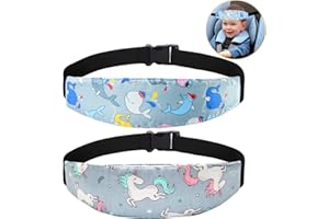 XTHUGE Baby Carseat Head Support,Car seat Straps Pillow Support Ban,Stroller Neck Relief Strap Headrest,Slumber Sling Sleep Positioner for Toddler Infants Child Children Kids(Gray Whale）