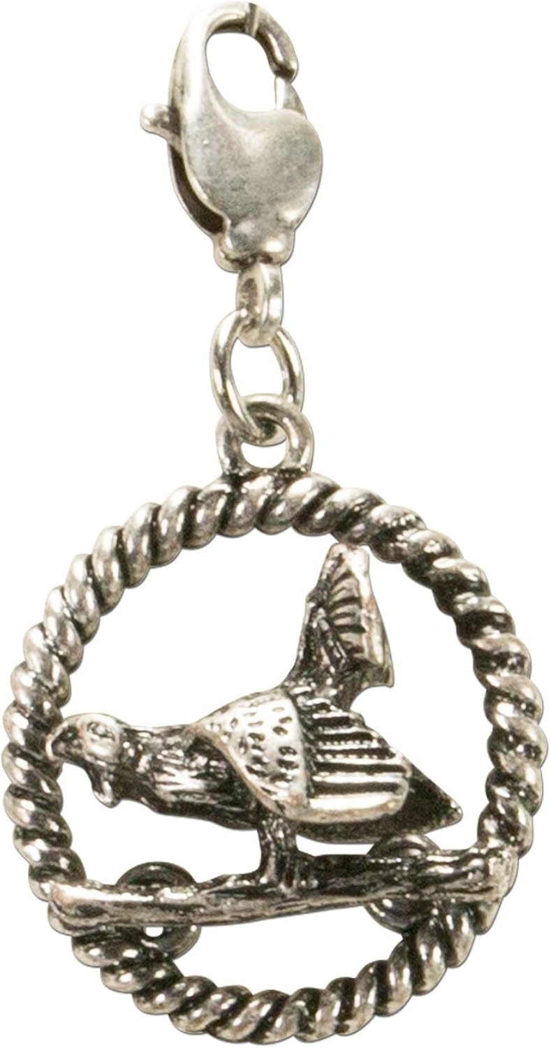 Alpenflüstern AAH138 Auerhahn Costume Pendant in Ring Small for Charivari Antique Silver Colours