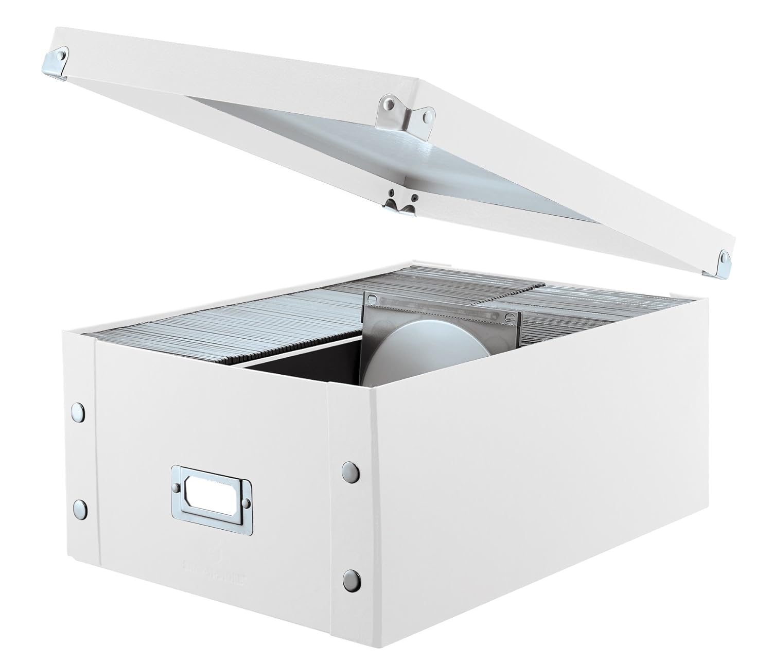 SnapNStore Double Wide CD Storage Box, 6.125" x 10.5" x 14", Holds up to 330 CDs/DVDs, White