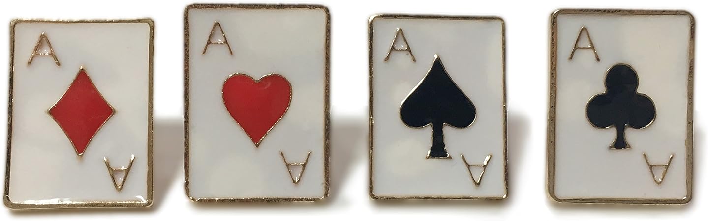 Amazon Co Jp Eden トランプ エースカード ピンバッチ ハート ダイヤ クラブ スペード 4マークセット 1 47cm 2 02cm 47 スポーツ アウトドア
