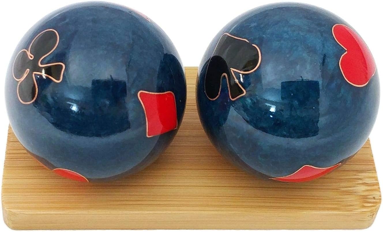 Top Chi Poker Baoding Balls with Bamboo Stand. Chiming