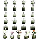 Glasseam Mini Bud Vases for Centerpieces: Clear Small Flower Vase Set of 20 Cute Tiny Glass Table Centerpieces Modern Wedding Birthday Party Baby Shower Dining Room Decoration Green