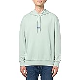 HUGO mens Twill French Terry Logo Patch Hooded Sweatshirt