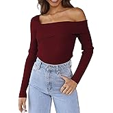 LILLUSORY Womens Off The Shoulder Sweaters Going Out Fall Sexy Knit Pullover Lightweight Asymmetrical Tops Clothes 2026