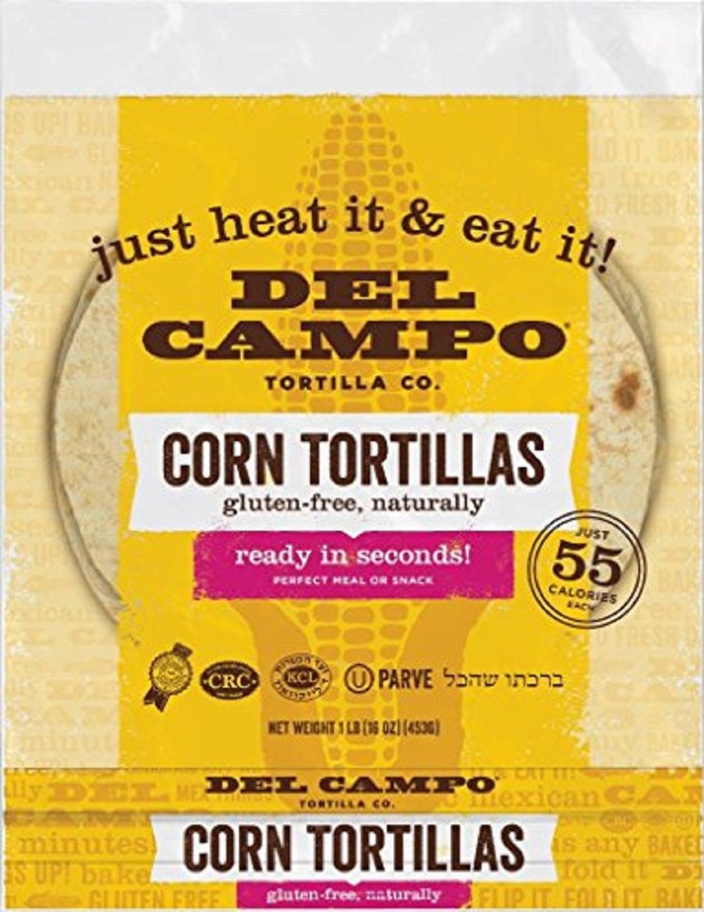 Del Campo Soft Corn Tortillas – 6 Inch Round 1 Lb. Bag. 100% Natural, Gluten Free and All-Corn Authentic Mexican Food. Many Serving Options: Wraps, Tacos, Quesadillas or Burritos, Kosher. (16ct.)