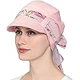 JarseHera Chemo Hats for Women Bamboo Cotton Lined Newsboy Caps with Scarf Double Loop Headwear for Cancer Hair Loss