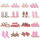 CEALXHENY 30PCS Western Charms for Jewelry Making - Synthetic Turquoise Cowboy Cowgirl Boot Hat Cactus Lightning Pendants for Bracelet Necklace Making DIY Crafts