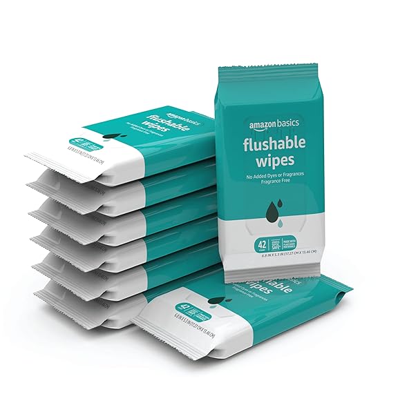 AMAZON BASICS FLUSHABLE ADULT TOILET WIPES, FRAGRANCE FREE,...