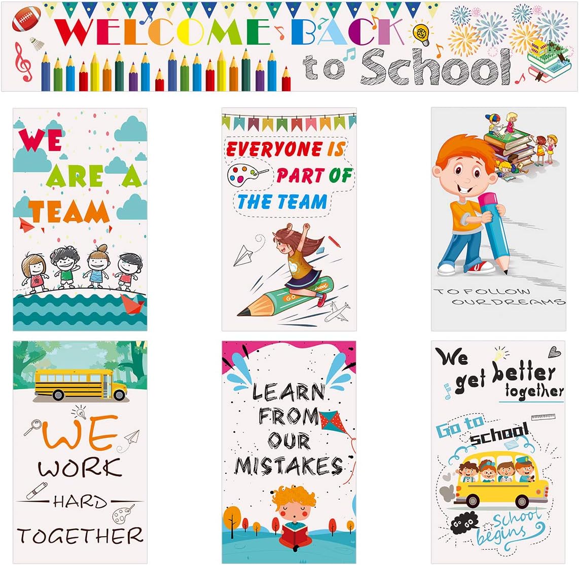 Amazon Com 7 Pack Motivational Classroom Bulletin Board Poster Banners Educational Inspiaration Growth Mindset Classroom Banners For School Classroom Wall Bulletin Board Decor Office Products