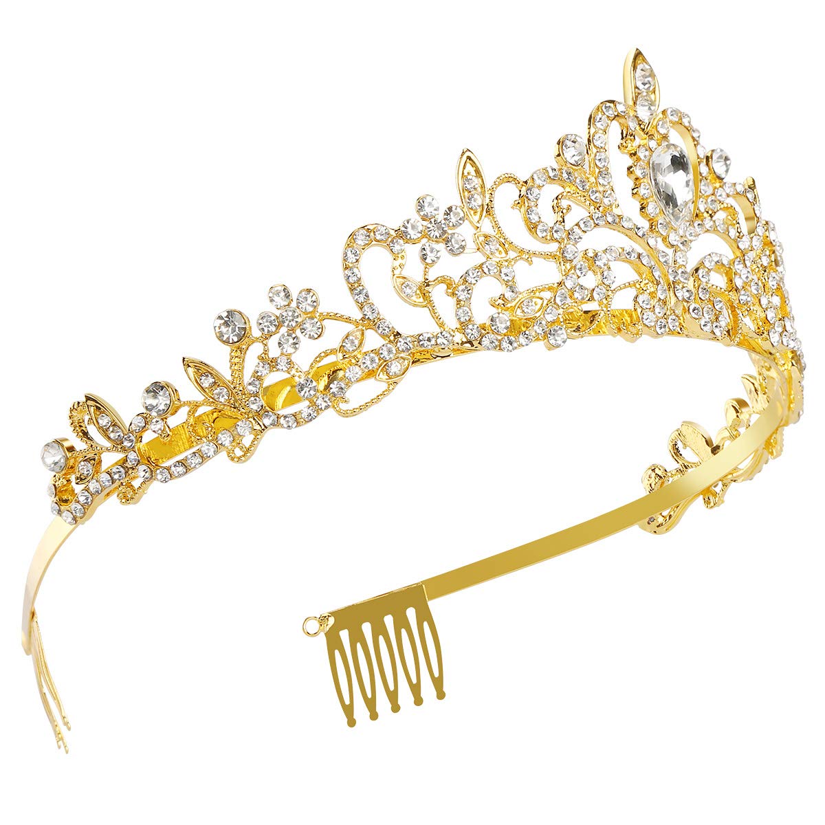 Makone Crystal Crowns for Women, Queen Princess Vintage Crown Tiaras, Girls Adult Bridal Hair Accessories Gifts for Birthday & Wedding Prom, Bridal Party, Pageant, Halloween Costume, Christmas - Gold : Beauty