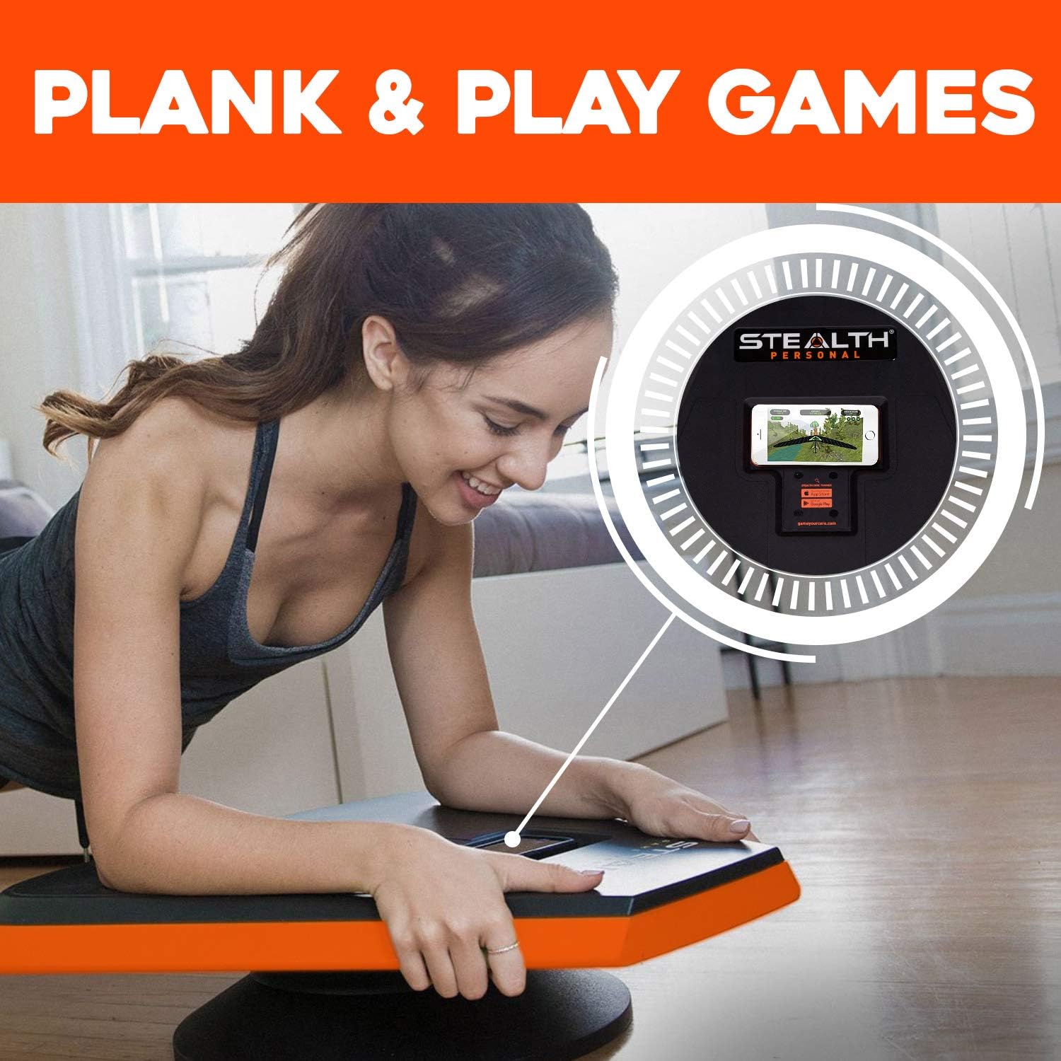 Stealth Core Trainer - Dynamic Core & Full Body Workout While Playing Games; Free iOS/Android Mobile Games App; Patented 360 Degree Planking Motion; Build Muscle & Lose Body Fat in 3 Min/Day (Orange) : Sports & Outdoors